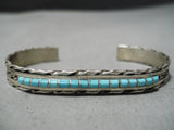 Unique Vintage Zuni Turquoise Sterling Silver Bracelet Native American Old-Nativo Arts