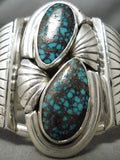Very Rare Vintage Native American Navajo Green Bisbee Turquoise Sterling Silver Bracelet Old-Nativo Arts