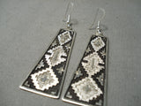 Important Vintage Native American Navajo Dan Jackson Sterling Silver Geometric Earrings-Nativo Arts