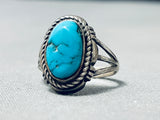 Gorgeous Vintage Native American Navajo Morenci Turquoise Sterling Silver Ring-Nativo Arts