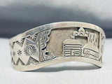 Waving Cuff Vintage Native American Navajo Sterling Silver Hogan Bracelet-Nativo Arts