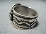 Signed Vintage Native American Navajo Red Mountain Turquoise Sterling Silver Ring-Nativo Arts