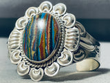 One Of The Best Vintage Native American Navajo Rainbow Calsilica Sterling Silver Bracelet-Nativo Arts