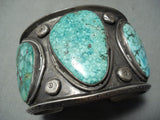 One Biggest Men's Vintage Native American Navajo Carico Lake Turquoise Sterling Silver Bracelet-Nativo Arts