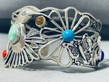 Extreme Intricacy Hummingbird Sterling Silver Turquoise Bracelet Cuff-Nativo Arts