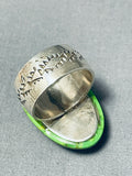 Most Unique Native American Navajo Gaspeite Turquoise Sterling Silver Inlay Ring-Nativo Arts