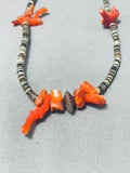 Native American Alluring Vintage Santo Domingo Coral Heishi Sterling Silver Necklace-Nativo Arts