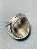 Native American One Of The Most Detailed Ever Vintage Turquoise Sterling Silver Ring-Nativo Arts
