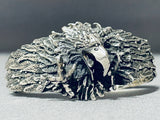 Native American Extreme Detail Vintage Eagle Sterling Silver Bracelet Cuff-Nativo Arts