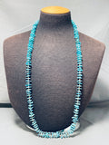 Rare longer Vintage Native American Navajo Easter Blue Turquoise Sterling Silver Necklace-Nativo Arts