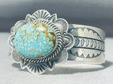 Hypnotic Native American Navajo Signed Spiderweb Turquoise Sterling Silver Bracelet-Nativo Arts