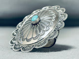 Fabulous Native American Navajo Blue Gem Turquoise Sterling Silver Concho Ring-Nativo Arts