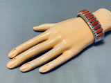 Important Long Coral Extremely Rare Native American Navajo Sterling Silver Bracelet-Nativo Arts