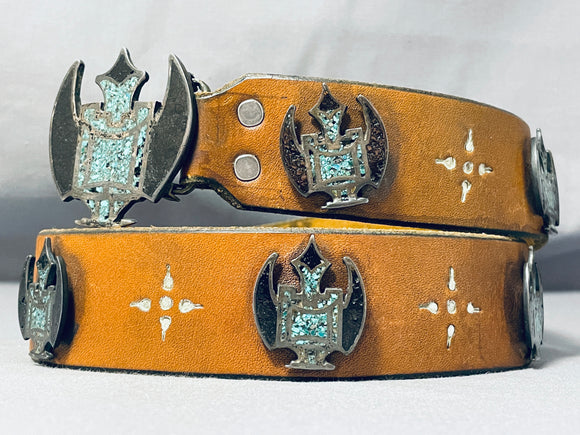 One Of The Most Unique Vintage Native American Navajo Sterling Silver Inlay Concho Belt-Nativo Arts