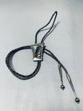 Amazing Vintage Native American Navajo Spiderweb Turquoise Shell Sterling Silver Bolo Tie-Nativo Arts