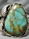 Vivid Natural Green Vintage Native American Navajo Royston Turquoise Sterling Silver Bracelet-Nativo Arts