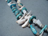 Impressive Vintage Navajo Turquoise Sterling Silver Necklace Native American Old-Nativo Arts