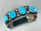 Sensational Vintage Native American Navajo 5 Morenci Turquoise Sterling Silver Bracelet-Nativo Arts