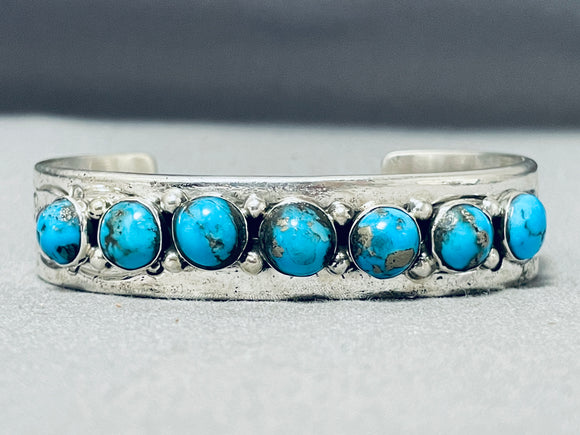 Native American Important Vintage Old Morenci Turquoise Sterling Silver Bracelet-Nativo Arts