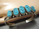 Magnificent Vintage Native American Navajo Graduating Turquoise Sterling Silver Bracelet Old-Nativo Arts