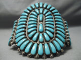 Native American Colossal Vintage Navajo Long Tears Turquoise Sterling Silver Bracelet-Nativo Arts