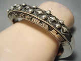 Ornamental Vintage Navajo Sterling Silver Bracelet Old Native American-Nativo Arts