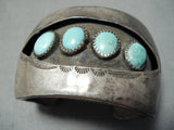 For Small Wrist Vintage Native American Navajo Turquoise Sterling Silver Bracelet-Nativo Arts
