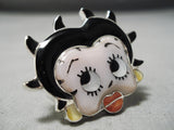 Detailed Intricate Native American Coral Betty Boop Sterling Silver Ring-Nativo Arts