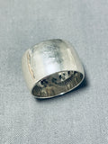 Native American Monumental Internal Silver Works Vintage Jemez Sterling Silver Wide Band Ring-Nativo Arts