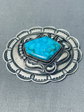 Kirk Smith Very Important Vintage Native American Navajo Turquoise Sterling Silver Pin-Nativo Arts
