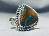 Unique Del Secatero Native American Navajo Bisbee Turquoise Sterling Silver Ring-Nativo Arts