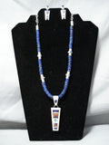 Native American Important Pat Edaaki Lapis Turquoise Sterling Silver Inlay Necklace-Nativo Arts