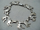 Fabulous Vintage Native American Navajo Sterling Silver Kokopelli Bracelet Old-Nativo Arts