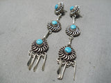 Twist Coil Vintage Native American Zuni Sleeping Beauty Turquoise Sterling Silver Earrings-Nativo Arts