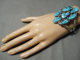 Huge Vintage Native American Navajo Turquoise Nugget Sterling Silver Bracelet Old-Nativo Arts