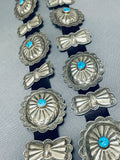 Magnificent Vintage Native American Navajo Kingman Turquoise Sterling Silver Concho Belt-Nativo Arts