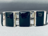 Big Square Black Stone Vintage Native American Navajo Sterling Silver Bracelet-Nativo Arts