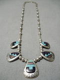 Intricate Vintage Native American Navajo Spider Turquoise Sterling Silver Sugulite Necklace Old-Nativo Arts