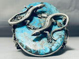 306 Grams Mind Boggling Sterling Silver Lizard Turquoise Native American Bracelet-Nativo Arts
