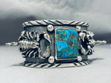 Native American 110 Gram Scorpion Navajo Turquoise Sterling Silver Bracelet-Nativo Arts