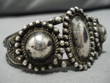 Early 1900's Vintage Native American Navajo Repoussed Sterling Silver Bracelet Old-Nativo Arts