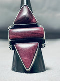 Striking Native American Navajo Purple Spiny Oyster Sterling Silver Ring Signed-Nativo Arts