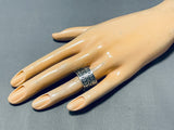 Spectacular San Felipe Signed Sterling Silver Handstampings Large Ring-Nativo Arts