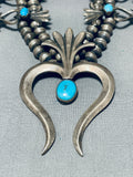 Authentic Vintage Native American Navajo Turquoise Sterling Silver Squash Blossom Necklace-Nativo Arts