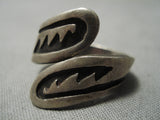 Rare Earlier Vintage Native American Navajo Hopi Swirling Geometric Sterling Silver Ring Old-Nativo Arts