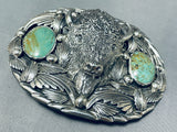 164 Grams Native American Sterling Silver Buffalo Turquoise Buckle-Nativo Arts