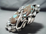 Massive San Felipe Native American 8 Turquoise Sterling Silver Gecko Ring-Nativo Arts