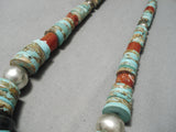 Native American Huge Chunky Vintage Santo Domingo Turquoise Sterling Silver Necklace Old-Nativo Arts