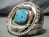 Rare Bisbee Turquoise Vintage Native American Navajo Sterling Silver Bracelet Cuff Old-Nativo Arts