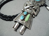 Native American Important Francisco Gomez Turquoise Coral Sterling Silver Bolo Tie-Nativo Arts